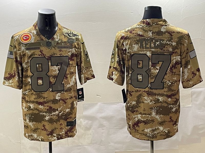 Men Kansas City Chiefs #87 Kelce Camo 2025 Nike Olive Salute To Service Limited NFL Jersey style 6->kansas city chiefs->NFL Jersey